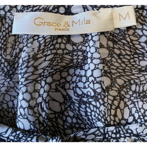 GRACE & MILA Blouse Women’s Size Medium Sheer Long Sleeve Tasseled Top - Picture 3 of 8